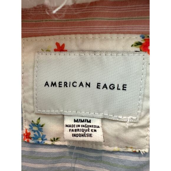 AMERICAN EAGLE Striped Cotton Button-Down Shirt Pastel Colors NWT | Medium - Picture 5 of 9